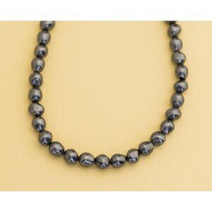 Vintage Victorian Dark Gray Plastic Beaded Necklace 34 Inches by Avon i12
